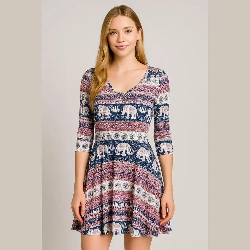 Rue 21 Elephant Print Mini Dress Medium